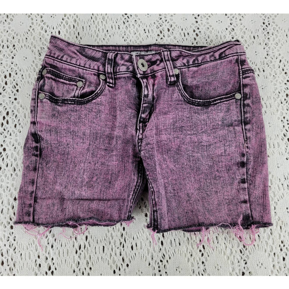 Pink Vanilla Punk Rock Gothic Stretch Denim Cut Off Juniors Size 1 Skinny - Picture 1 of 8